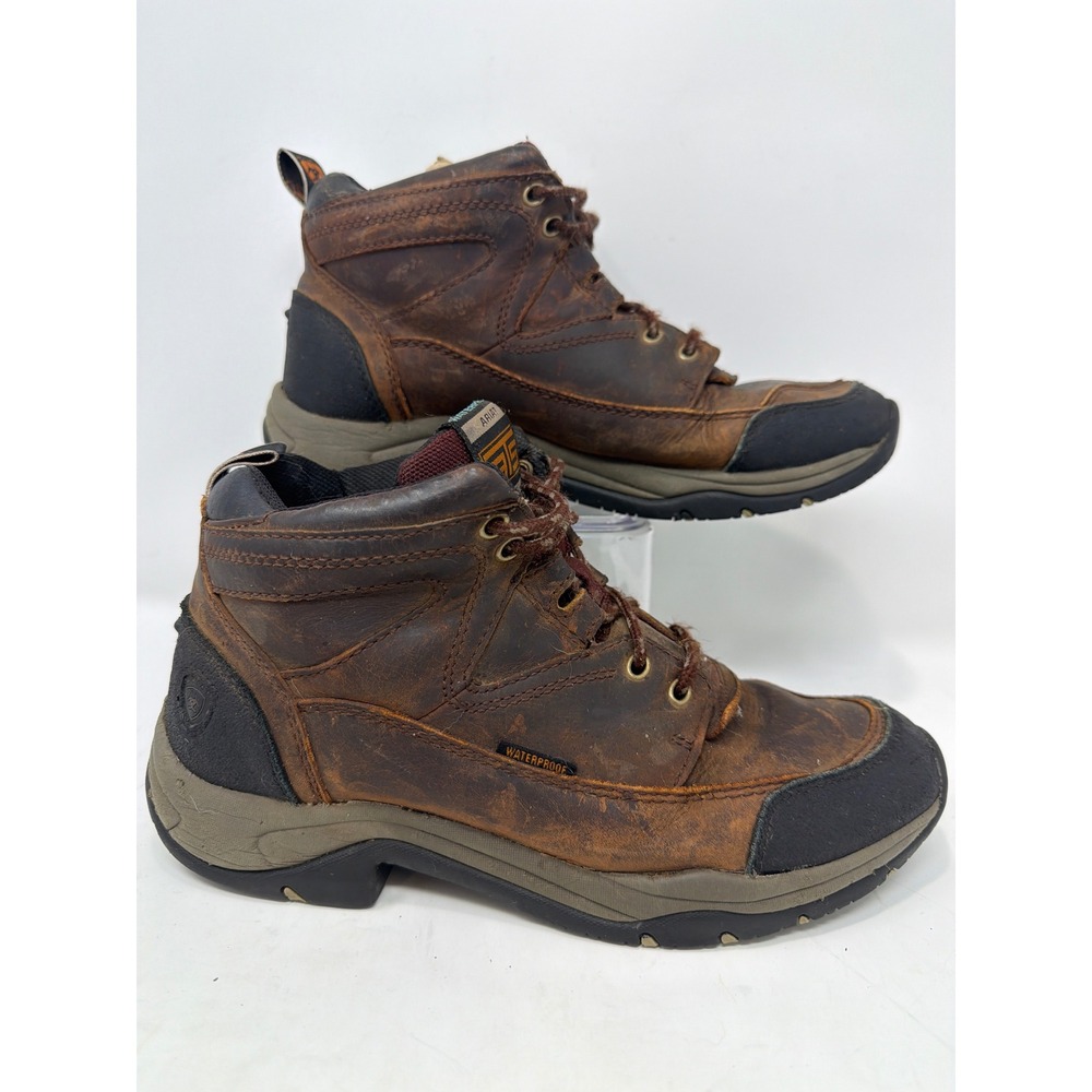 Ariat Mens Waterproof Brown Leather Lace Up Work Boots Size Unknown